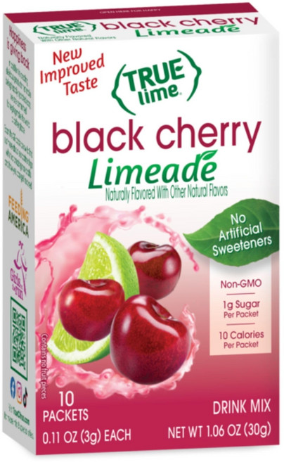 트루 시트러스 트루 라임 블랙 체리 라임에이드 음료 믹스 (10개 팩) | 인공 감미료 True Citrus Black Cherry Limeade Drink Mix 1.06 O, 30g, 1개