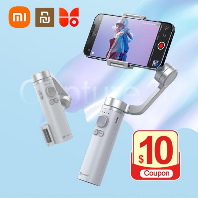 Funsnap Capture 스마트 폰 Gimbal 3 축 접이식 핸드 헬드 안정기 For iPhone 금속 Selfie 스틱 줌 포커스 컨트롤 Vlog Live, 03 Bundle3, 1개