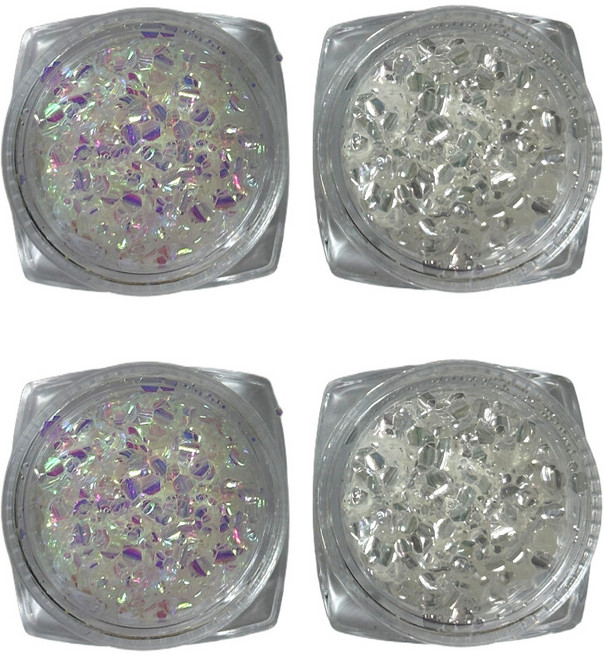 모소가 네일 아트 화이트 오로라 스팽글 글리터, 1개, 화이트2개 오로라2개