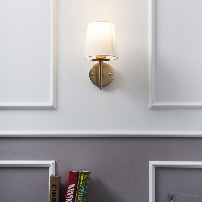 피렌체 1등 벽등 화이트 (램프 포함), LED 벌브 전구색(노란빛)