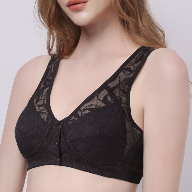벨라뮤즈 국내산 앞단추 인견 시원한 레이스 노와이어 브라 85B-110B까지 빅사이즈 가능 BR-7009