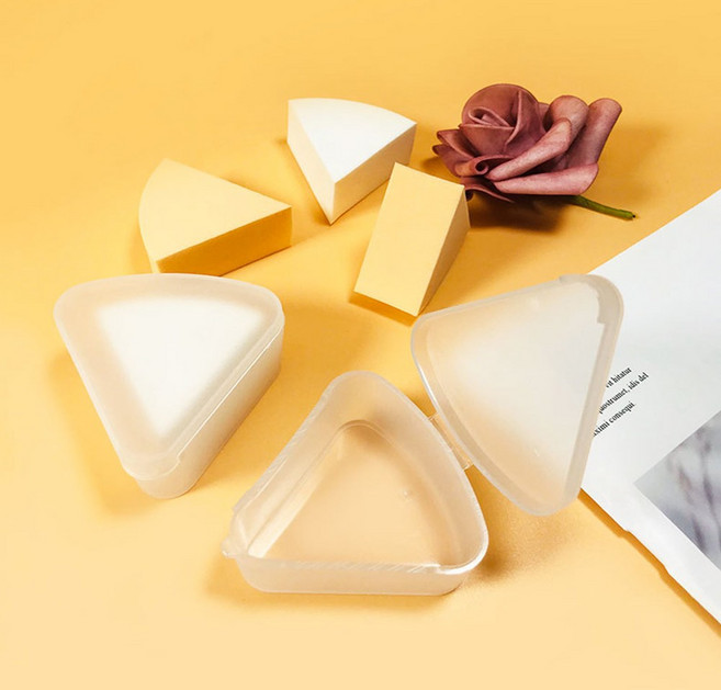 2개 삼각 케이스 화장 퍼프 메이크업 파운데이션 스펀지 보관함 핑거퍼프 케이스, 1개