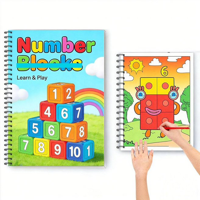 넘버블럭스 컬러링북 컬러드로잉북 안전 미술 그림 그리기 색칠북 XQ-PDD, 1개, 넘버블럭스 캐릭터