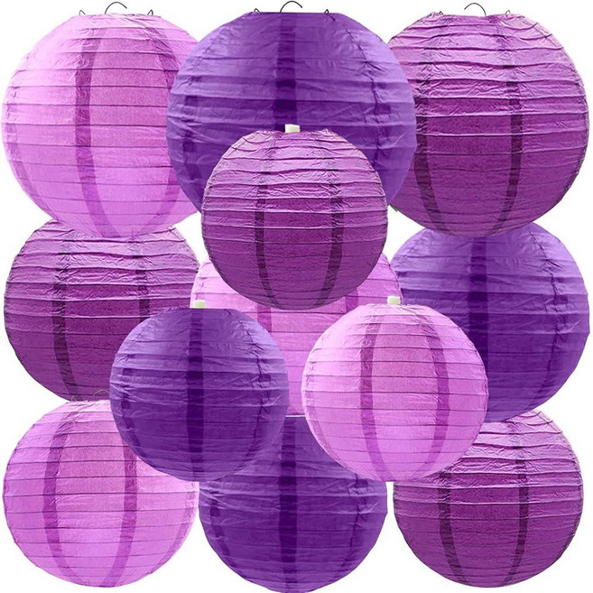 [ 1129272 ] 보라색 종이 랜턴 12개 걸이식 중국 결혼식 생일 베이비 샤워 크리스마스 졸업 기념일 기타 테마 처녀 장식 DIY 활동, 퍼플