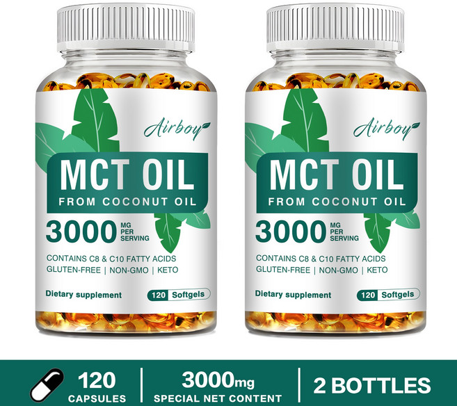 Airboy MCT Oil 3000mg 來自椰子油 無麩質 無GMO 生酮, 240組