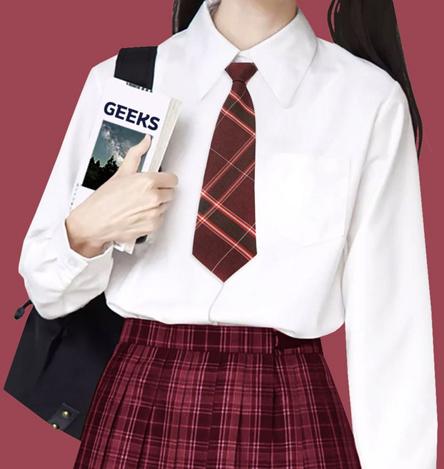 교복넥타이 짧은 체크패턴 자동 넥타이 와인 siw+2539jj