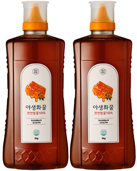 청년벌집 야생화꿀 2kg x 2개 해썹 천연벌꿀 자연벌꿀 토종꿀