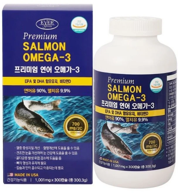 에버그린 프리미엄 연어오메가3, 300정, 1개 - 쿠팡