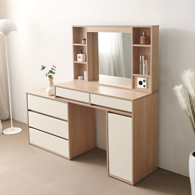 파로마 이즈 메이미 LED 확장형 화장대, 오크아이보리 IJL027