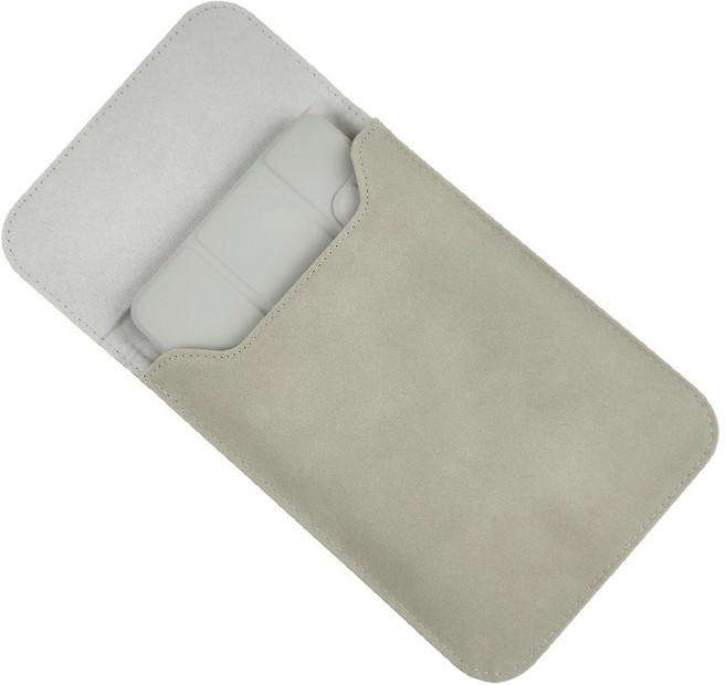 BOHO 아이패드 미니 5 6 7 휴대용 가죽 케이스 보관 스웨이드 파우치, 화이트 실버, 1개