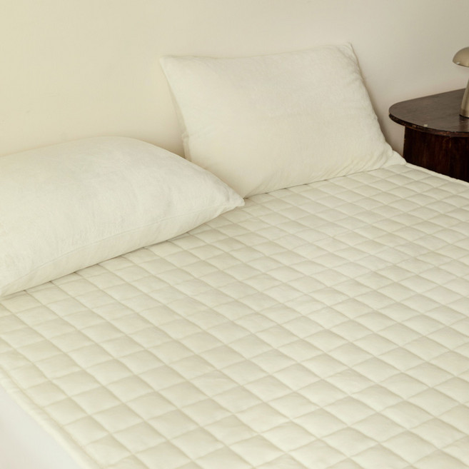 오텔르 온기가득 정전기 방지 극세사 침대패드, 아이보리