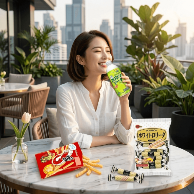 톡쏘는청량함 산가리아 일본 메론 소다 일본 멜론 라무네 크림소다 탄산과일음료 500g24병, 1