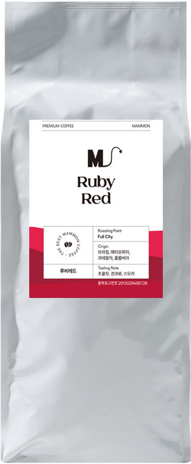 마몬 루비레드 블렌드 원두커피 1kg 묵직한 바디감 초콜릿 단맛 은은한 산미 커피 홀빈, 3개, 홀빈(분쇄안함)