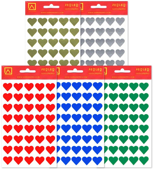 세모네모 하트 스티커 313 7매, 은색