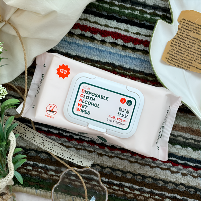 [에브리쓱싹] 기름때 찌든때 제거 에어엠보싱 알코올 물걸레청소포60 대형 30매, 1개