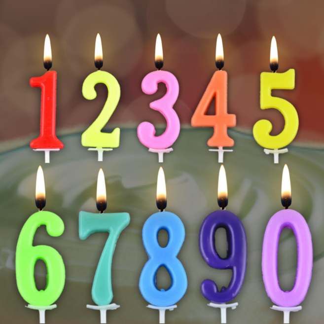 지티 숫자초 생일초 파티초 기념일 케이크초 0~9 올넘버 세트, 1개, 세트 0-9번
