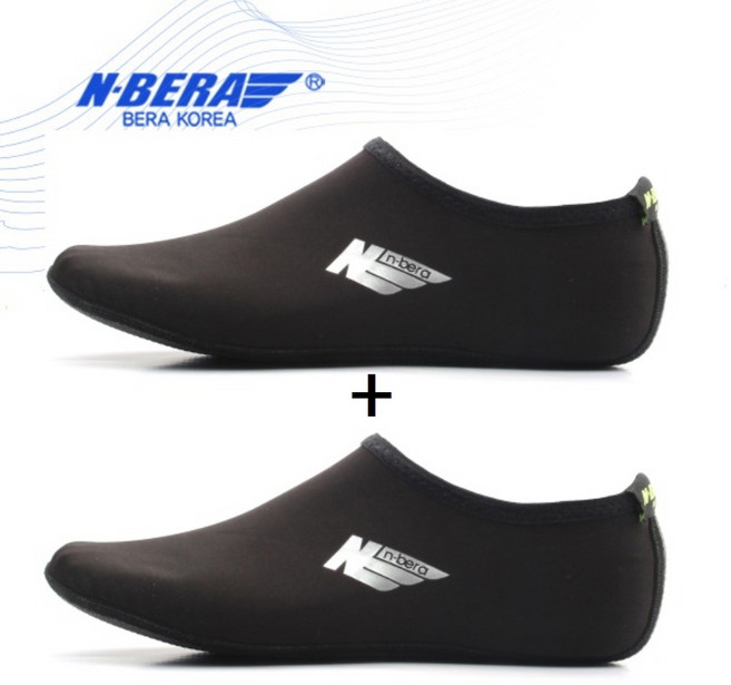 NEW 뉴베라 솔리드 커플 아쿠아삭스 블랙 2켤레(1+1) 물놀이신발 여름휴가 해외여행 워터파크 수영장 빠지 아쿠아슈즈