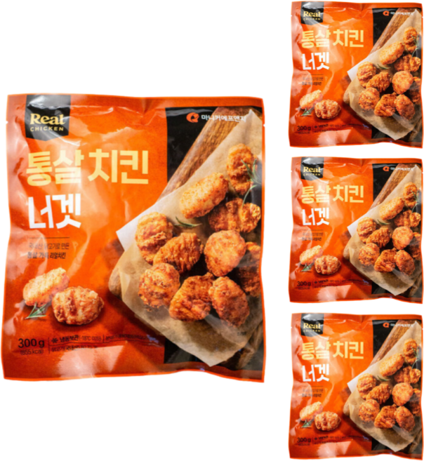 마니커 리얼통살 치킨너겟 300g x 4팩/국내산 닭고기 80.75%, 4개