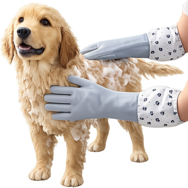 로로포우 강아지 브러쉬 목욕 장갑, 1개, 회색