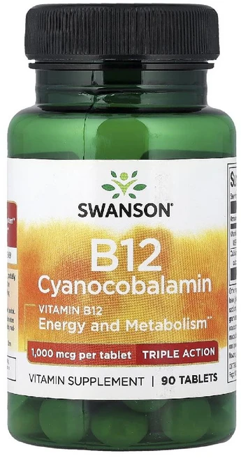 스완슨 비타민B 12 시아노코발라민 1000mcg 90정, 1개 - 쿠팡