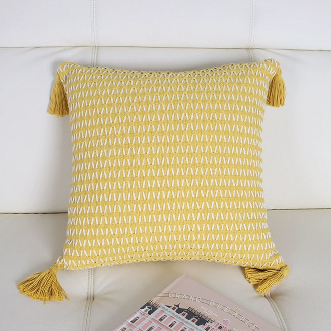 빅무드 위브 태슬 쇼파 쿠션커버 45x45 유럽풍 거실 인테리어 소파쿠션