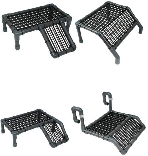 거북이 육지 일광욕 파이프 수족관 건조대 간이 계단 D형 그레이블랙 소형 후크 포함, C형 그레이블랙 대형 사다리