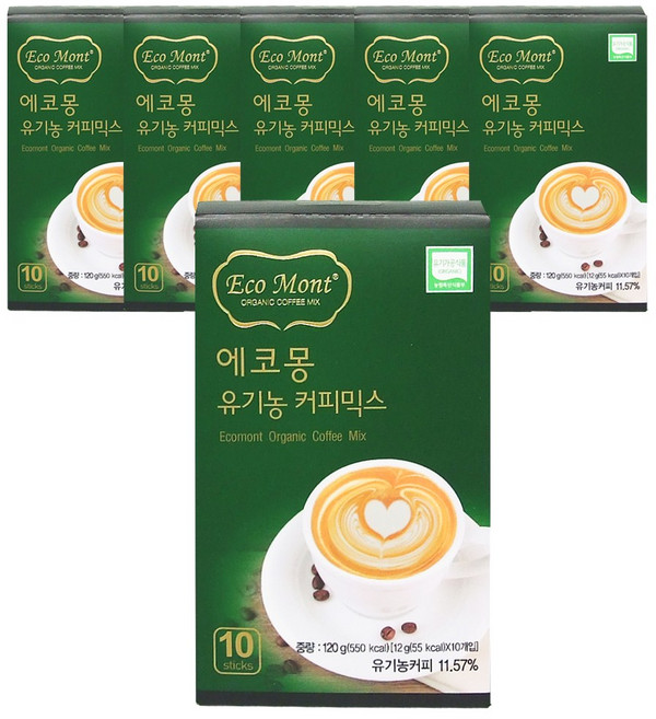 에코몽 유기농 커피믹스 대용량 웰빙스토리, 10개입, 6개, 12g