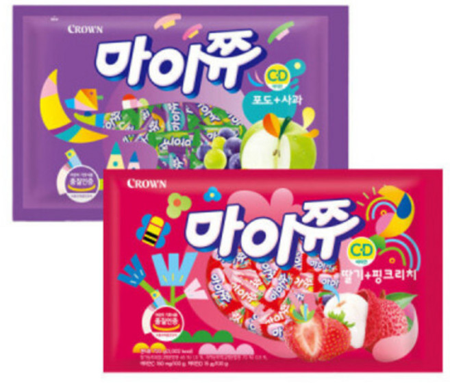 크라운 마이쮸 딸기+핑크리치 720g/포도+사과 720, 1개, 1g