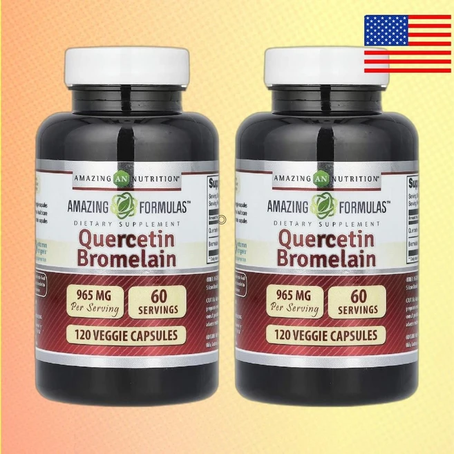 어메이징 뉴트리션 케르세틴 퀘르세틴 브로멜라인 베지 캡슐 120정 Quercetin 2통, 2개 - 쿠팡