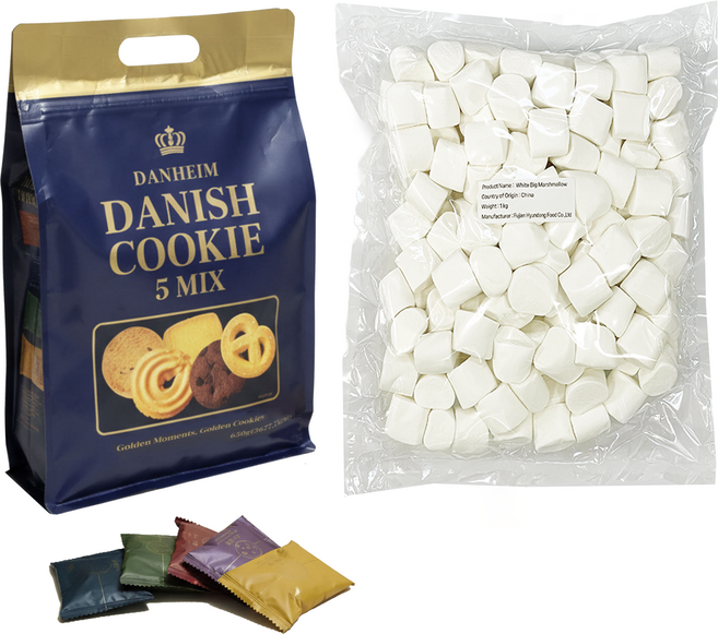 화이트 빅 마쉬멜로우 1kg + 덴하임 5믹스 쿠키 650g, 1개, 1650g