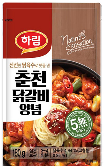 하림 춘천 닭갈비 양념, 180g, 1개