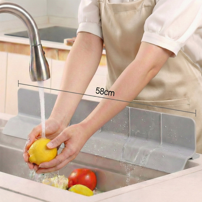 에스위두 물튀김 방지 처마 싱크대 물막이 높이 9cm M, 1개, 미스트그레이