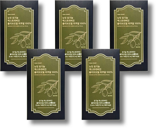뉴밋 유기농 엑스트라버진 올리브오일 스틱 피쿠알 100% 14p, 112ml, 5박스