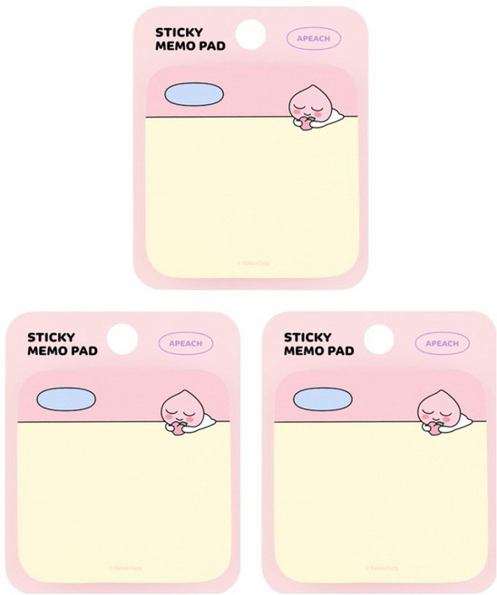 카카오프렌즈 라운드 점착 메모지, 어피치, 80매, 3개