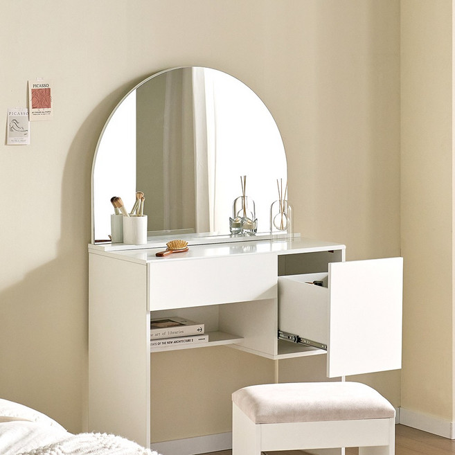 에퓌르 다용도 콘솔 거실 수납 침실 도어 거울 800 서랍 화장대 시리즈 2colors, 크림화이트, 01.선택안함