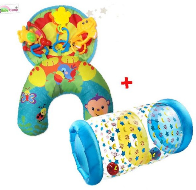 놀이 시간 쿠션 매트 딸랑이 장난감 포함 아기 배밀이 연습 발달 촉진 실내용, 1개