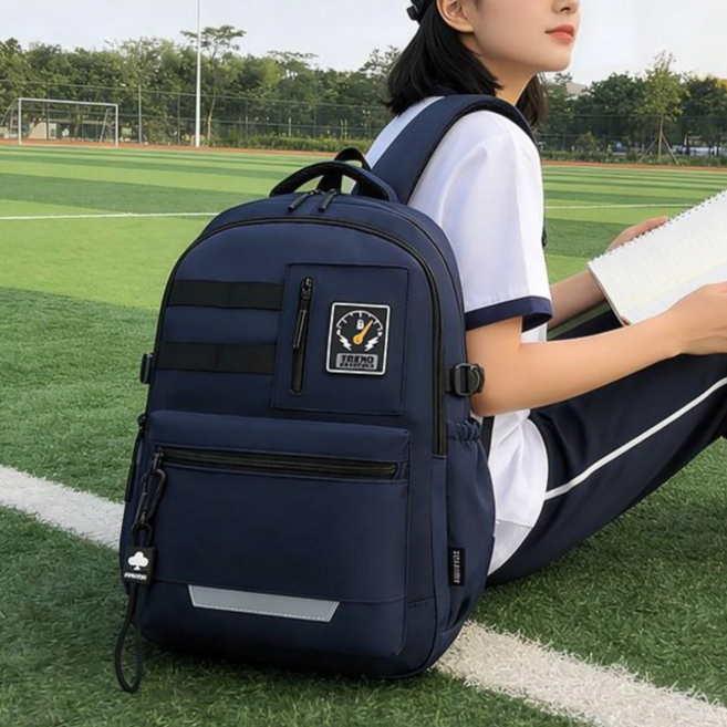 대용량 방수 나일론 백팩 학생 통학가방 노트북 포켓 여러 포켓 데일리 캐주얼 내구성 강화