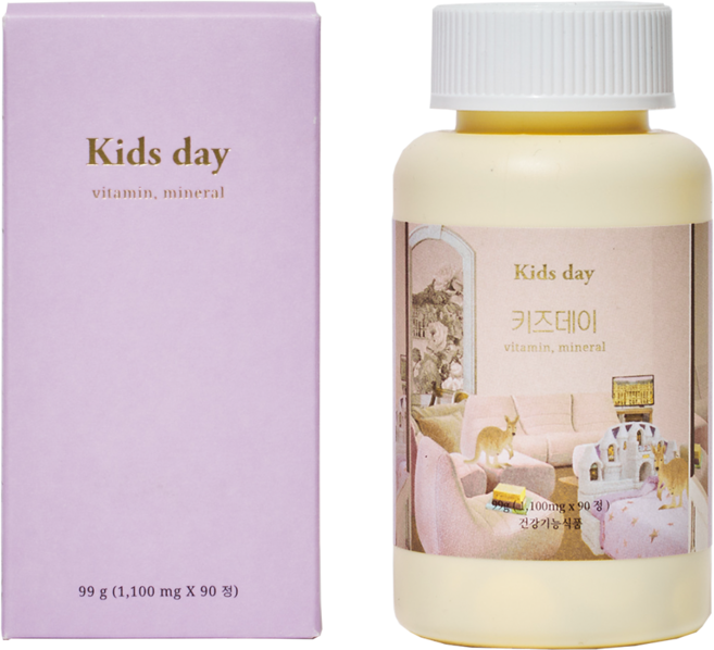 베러데이 키즈데이 어린이 영양제 멀티 종합 비타민 츄어블 성장기 유아 초등 아이 면역력 미네랄, 90정, 1개