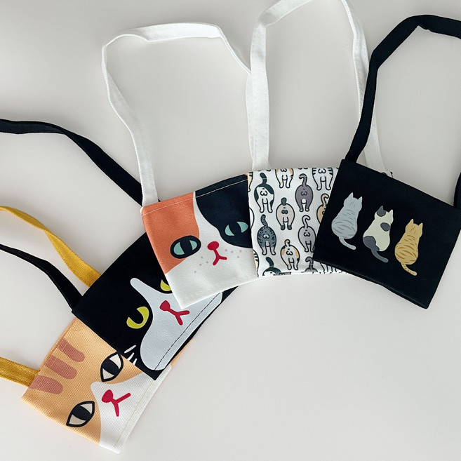 대만 친환경 고양이 패브릭 드링크백, 1개, 03.쩜박냥드링크백