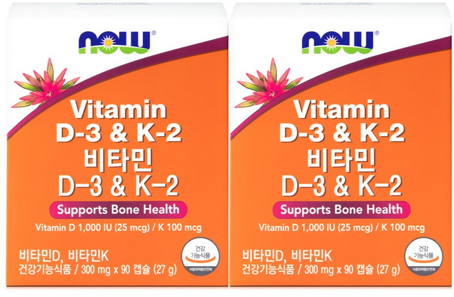 나우푸드 비타민D3 & K2 메나퀴논 MK-7 90캡슐 2박스 6개월분, 90회분