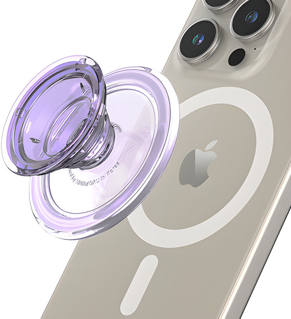 SINJIMORU 磁力強化 M TP Tok MagSafe 智慧手機支架 透明手機握把支架, 薰衣草紫, 1個