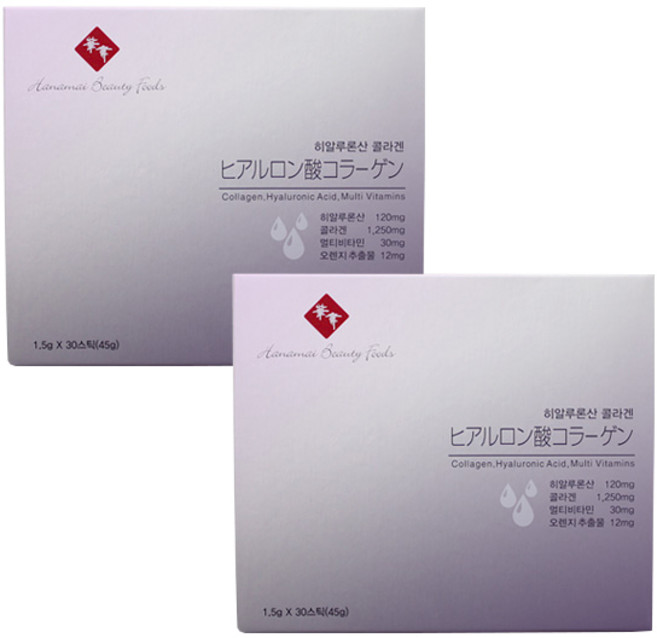 하나마이 히알루론산 콜라겐 (1.5g x 30포) 2세트 관절 연골 피부 모발 헤어 머리카락, 45g, 2개