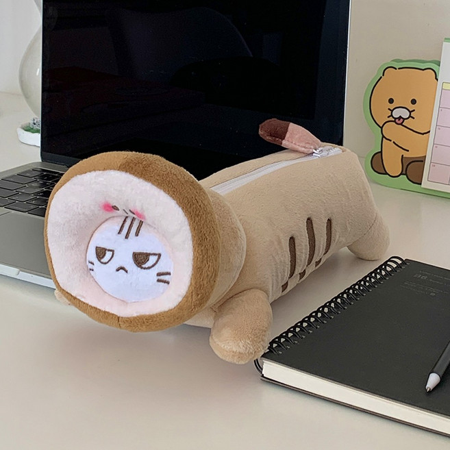 홈바내쓰 귀여운 고양이 붕어빵 인형 필통, 1개, 토스트