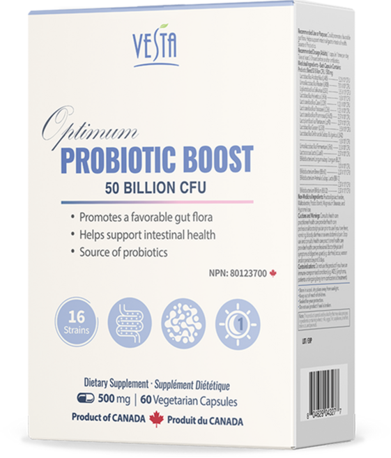 [캐나다본사 빠른직구] 베스타 프로바이오틱스 500억 CFU 고함량 유산균 60캡슐 2개월분 보장균수 500억, 1박스, 60정