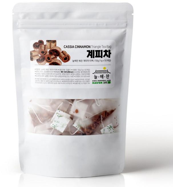 늘해찬 볶은 계피차 티백 전통차 허브차 시나몬 티백 대용량, 50개입, 1g, 50개입, 1개