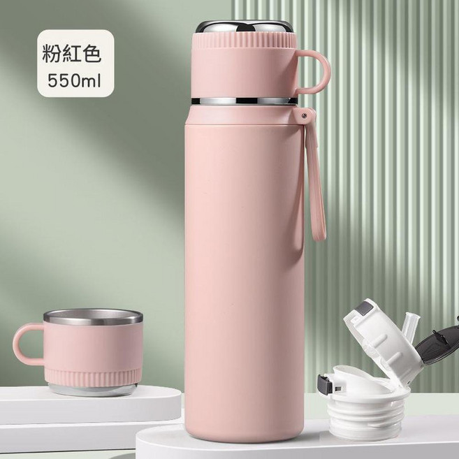316不鏽鋼保溫杯 便攜水杯, 粉紅色 550ml, 1個
