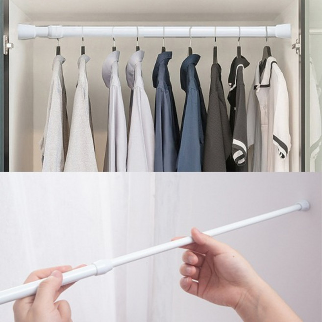 길이조절 원룸 행거봉 커튼봉 자취방 압축봉 다양한 길이, 화이트