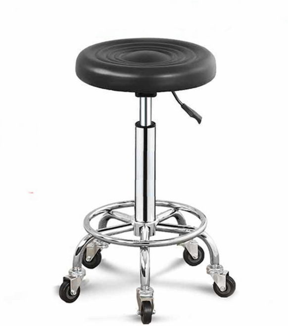 CLORIS滑輪吧檯椅 360°旋轉升降工作椅 高彈性舒適坐墊 防水PU皮面 靜音滑輪, 黑色升降凳, 1件