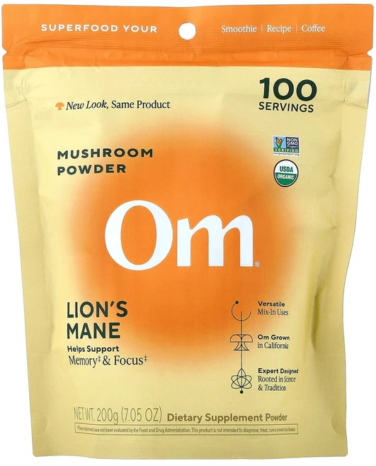 옴머쉬룸 인증 버섯 분말 노루궁뎅이버섯 200g(7.05oz), 1개 - 쿠팡