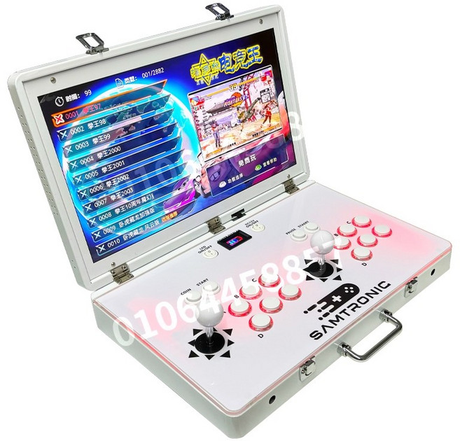 판도라 2025 신형 21인치 오락실 게임기 한국어 설치 지원 휴대용 접이식 레트로 고전, 플러그인 화이트 21인치+32000게임, 128GB